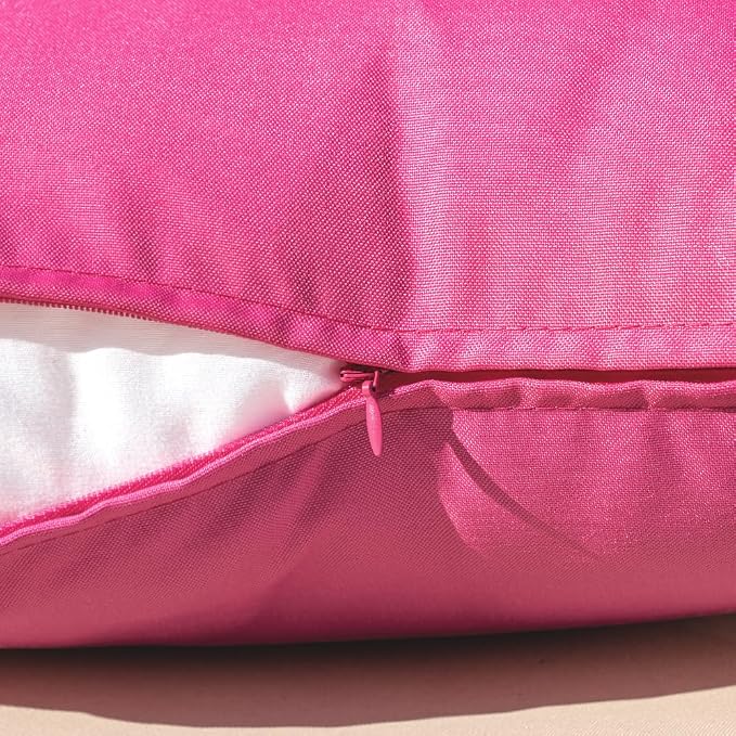 MIULEE Decorative Outdoor Waterproof Pillow Covers 20x20 Hot Pink | Decorative Patio Furniture,Pack of 2,Accent Square Soild Throw Pillow Covers,Summer Garden Tent Couch Sofa