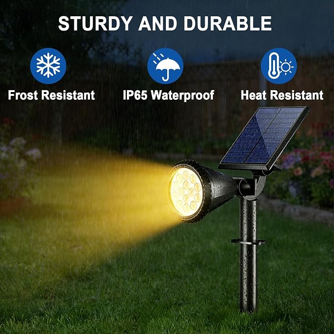 Solar Spot Lights Outdoor Waterproof IP65, Flag Landscape Spotlights | 6 Pack 4 Lighting Modes Solar Powered Spotlights Auto On/Off,Solar Garden Yard Pathway Wall Uplights for Outside,Warm White