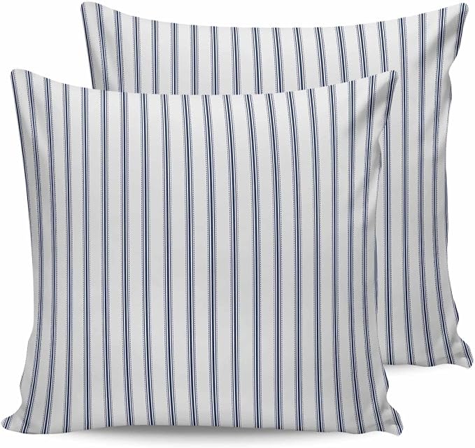 Outdoor Waterproof Throw Pillow Covers Set of 2 Blue Stripe Pillowcases 20x20 Inches Vertical Striped Patio Decorative Pillows Cushion Case Patio Pillows for Couch Bed Chair Garden