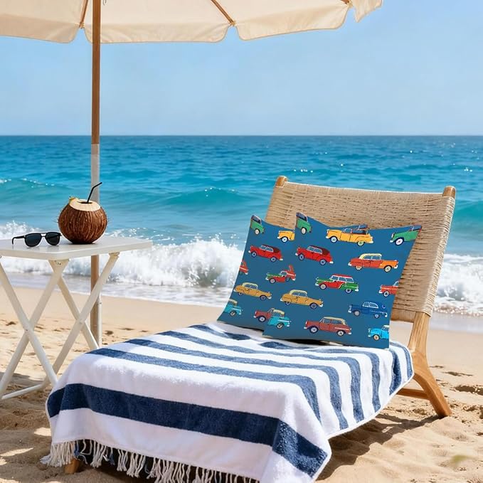 22x22 Inch Outdoor Pillow Covers Set of 2 Waterproof Throw Pillow Covers Decorative Couch Cushion Covers Colorful Car Square Pillowcases Protectors for Patio Garden Sofa
