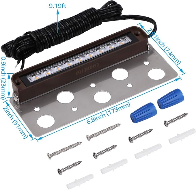 LEONLITE 4-Pack 7 Inch LED Hardscape Lighting, 5000K Daylight | LED Landscape Lighting, 12V AC/DC Paver Light Low Voltage Retaining Wall Lights, 4.5W Outdoor Step Lights, ETL