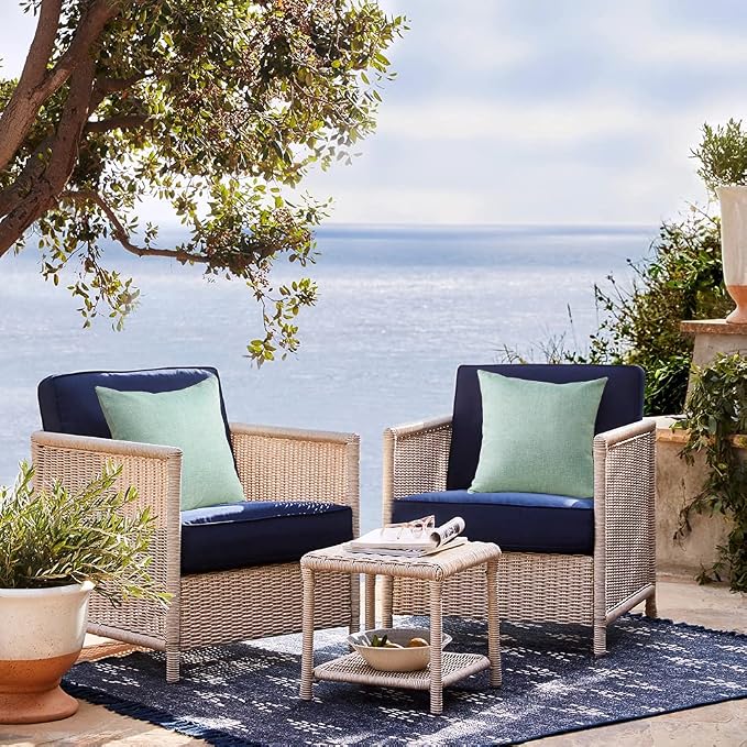 OTOSTAR Pack of 2 Decorative Outdoor Waterproof Throw Pillow Covers 18x18 Inch Garden Square Pillow Cases Outdoor Pillow Covers Cushion Case Patio Pillow Shells for Sofa Couch Tent Bench Decor (Mint)