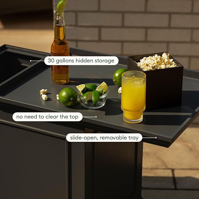 Veradek Brixton Tray Table - 2-in-1 Outdoor Side Table with Storage and Tray for Patio/Porch | Durable All-Weather Resistant | Classic & Functional
