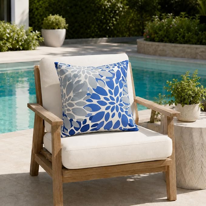 Outdoor Pillows Waterproof 18×18 Inch Decorative Throw Pillows with Inserts | Set of 2 Fade Resistant Outdoor Square Patio Pillows for Coach Couch Sofa Patio Furniture