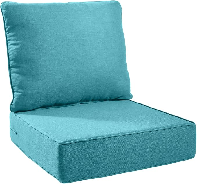 Luxury 24*24*6in Outdoor Patio Cushions, 1 Piece Teal Outdoor Cushion | 6in Outdoor Patio Cushions, Water-Resistant, Reversible, Removable Cover, for Patio Chairs Sofa Couch Loveseat