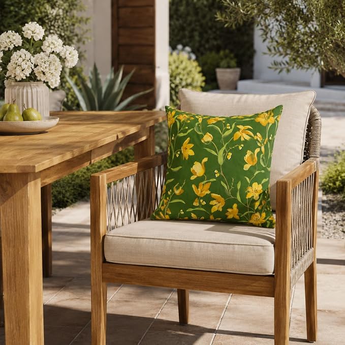 Outdoor Throw Pillows 18×18 Inch Pack of 2 Waterproof Decorative Patio Pillows with Inserts, Square Pillows for Garden Couch Sofa and Patio Furniture