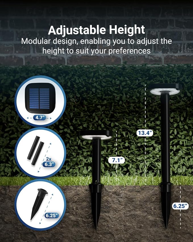 Sunco 6 Pack Square Solar Pathway Lights Outdoor, 2CCT, 2W, Dimmable | Selectable CCT 2700K/4000K, Bright 120LM, Outdoor Patio, Backyard, Garden Landscape Lighting, Home and Accent Lights, 3.7V
