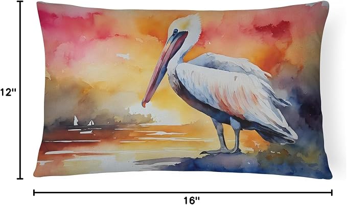 Caroline's Treasures DAC2852PW1216 Pelican Throw Pillow Machine Washable, Indoor Outdoor Decorative Pillow for Couch, Bed or Patio, 12HX16W