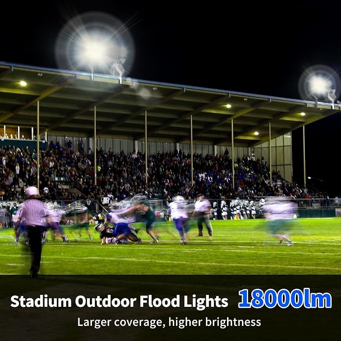 2 Pack 150W LED Flood Light, IP66 Waterproof | 24000LM, 5000K Daylight White, Plug in with 6ft Cord, Outdoor Exterior Lighting, for Yard, Garage, Patio, Backyard, Stadium