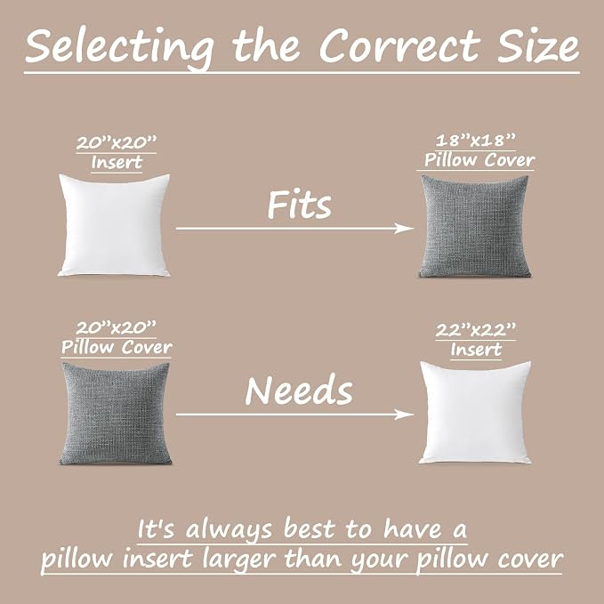 OTOSTAR Premium Outdoor Waterproof Throw Pillow Inserts 20 x 20 Inches Water Resistant Pillow Inserts Square Decorative Pillows for Couch Sham Cushion Stuffer Garden Furniture Patio Bench,Pack of 2