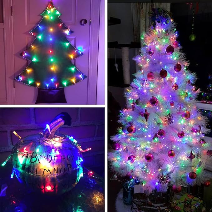 100 LED Connectable String Lights, 33FT Christmas Lights Outdoor Indoor | Multicolor, 13 Modes, Timer, Clear Wire Waterproof Twinkle Fairy Lights Plug in for Bedroom Classroom Patio Xmas Tree Decor