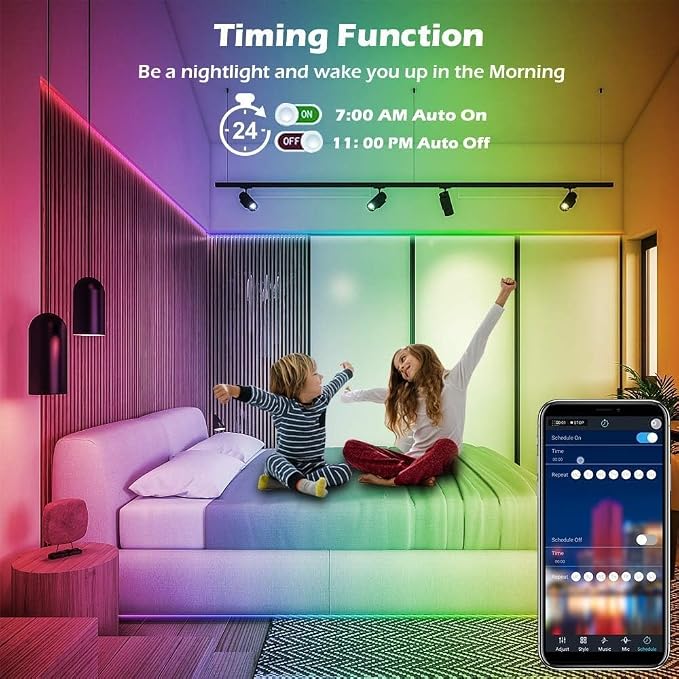 65.6ft/20M Led Strip Lights, Long Smart Music Sync 5050 RGB Color Changing Light Strip Bluetooth APP/IR Remote/Switch Box Control Rope Lights LED Lights for Bedroom,Party,Home Decoration,Festival