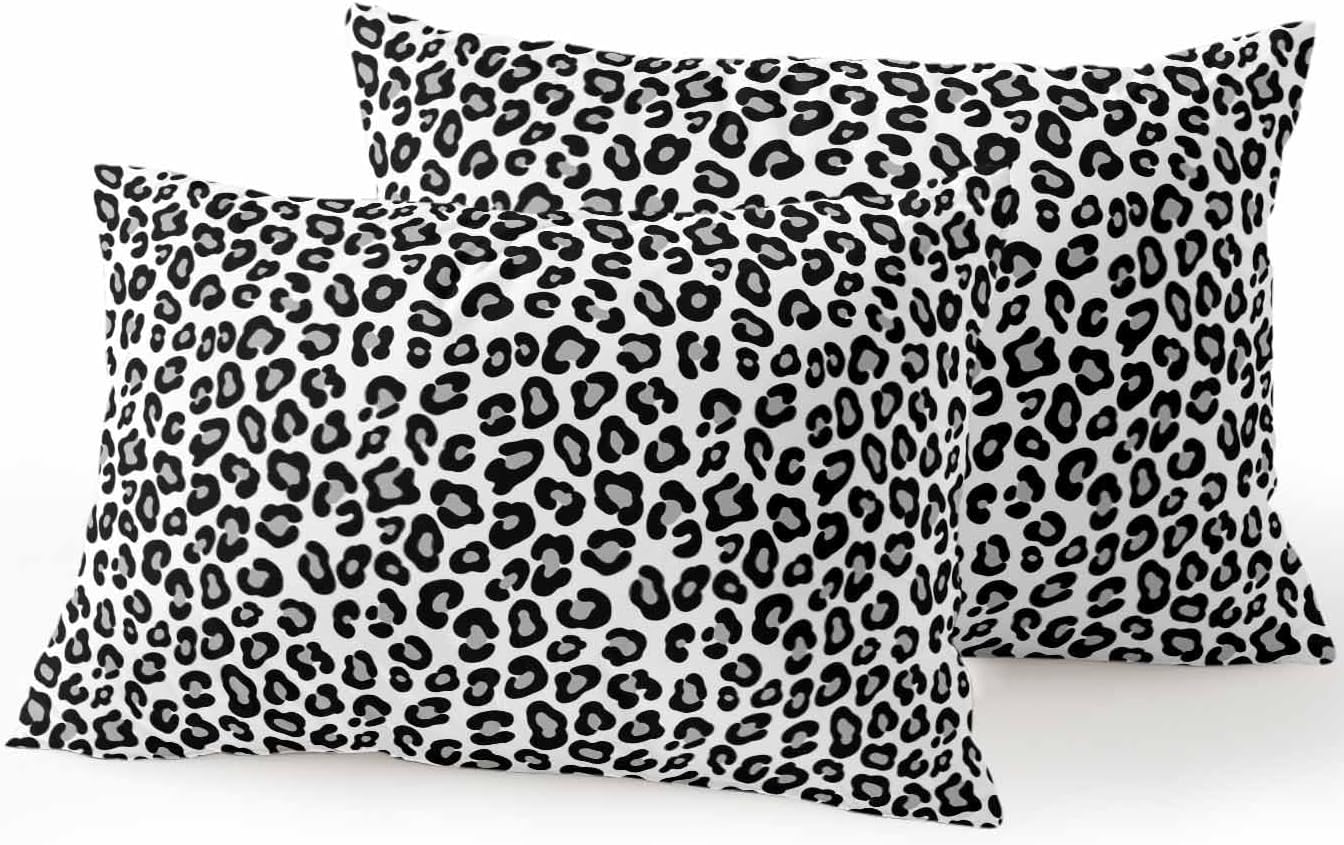 Outdoor Waterproof Throw Pillows Abstract White Black Leopard Patio Pillows Pack of 2,Decorative Pillow Covers with Insert,Pillow Cushion Case for Garden Couch Sofa Animal Skin Print
