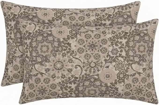 RSH DECOR: Designer Select Outdura Jumbo Lumbar Pillows Set of 2 | 26" x 16" | Water and Fade-Resistant Performance Fabric | Indoor Outdoor Accent Pillows | Made in USA (Marrakech Espresso)