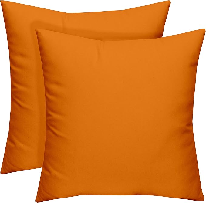 RSH DECOR Square Throw Pillows Set of 2, 24" x 24", Outdoor Pillows Waterproof, Patio Furniture Pillow, Decorative Outdoor Throw Pillow, Spun Polyester, Orange, Made in USA