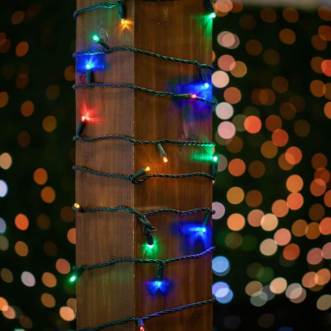 Novelty Lights 50ft 100 LED Multicolor Christmas Lights, Outdoor & Indoor