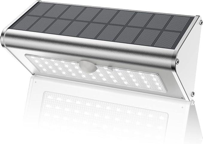 Super Bright Solar Lights Outdoor IP65 Water Proof, 1100 Lumens Wireless LED Motion Sensor Light, Aluminum Metal Housing Security Lights Flood Wall Lights, 1 Pack (Daylight)