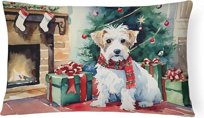 Caroline's Treasures DAC2745PW1216 Sealyham Terrier Cozy Christmas Throw Pillow Machine Washable, Indoor Outdoor Decorative Pillow for Couch, Bed or Patio, 12HX16W