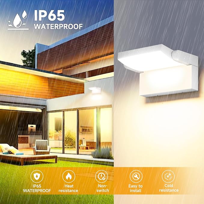 3Pack Outdoor LED Wall Light 40W White Flood Lights 350°Rotation Exterior Lighting Fixture Commercial Security 3000K Waterporof for Barn Yard Garage Building Area Backyard