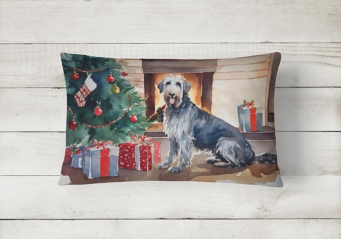 Caroline's Treasures DAC2679PW1216 Irish Wolfhound Cozy Christmas Throw Pillow Machine Washable, Indoor Outdoor Decorative Pillow for Couch, Bed or Patio, 12HX16W