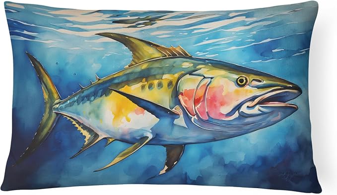 Caroline's Treasures DAC2844PW1216 Yellowfin Tuna Throw Pillow Machine Washable, Indoor Outdoor Decorative Pillow for Couch, Bed or Patio, 12HX16W