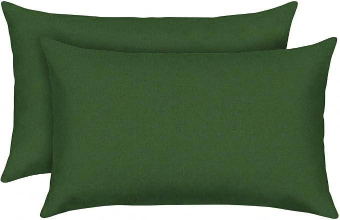 RSH DECOR: Outdura Lumbar Throw Pillows Set of 2 | 20" x 12" | Water and Fade-Resistant Performance Fabric | Outdoor Pillow Covers with Down-Alternative Inserts | Made in USA (Clover Green)