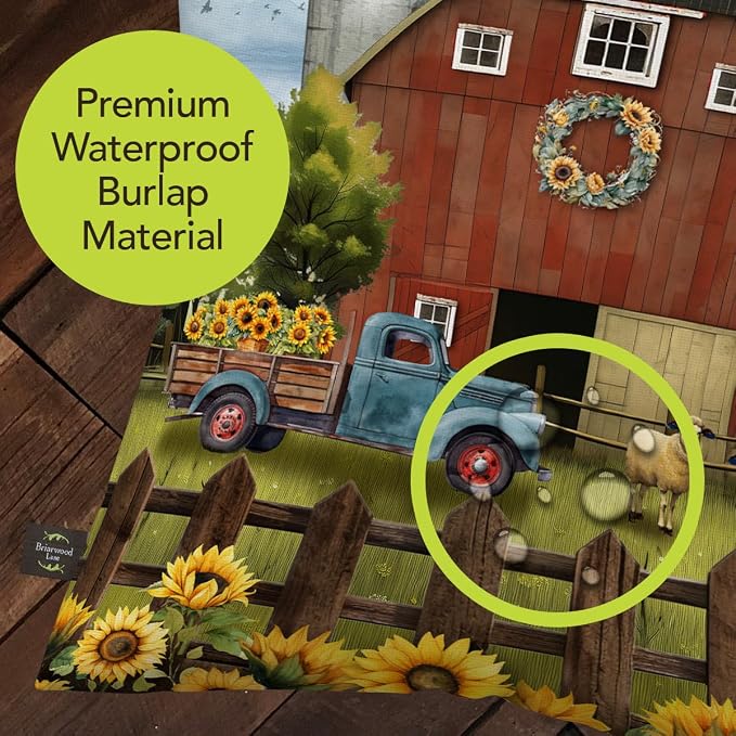 Briarwood Lane Summer Indoor/Outdoor Pillow 17x17 Sunflower Barn for Summer Pillow