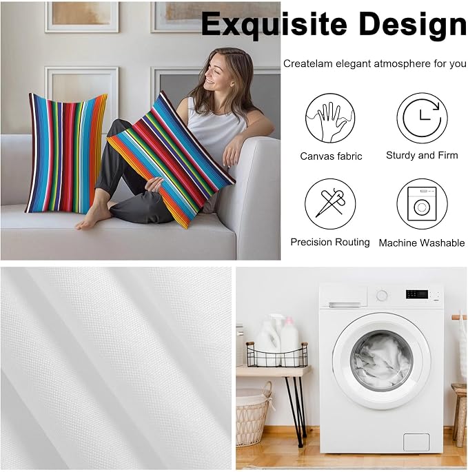 Colorful Striped Outdoor Pillow Covers 20x12 Inch Lumbar Pillow Covers Set of 2 Waterproof Decorative Throw Pillow Cases Boho Rainbow Stripes Abstract Lines Cushion Covers for Patio Furniture Garden