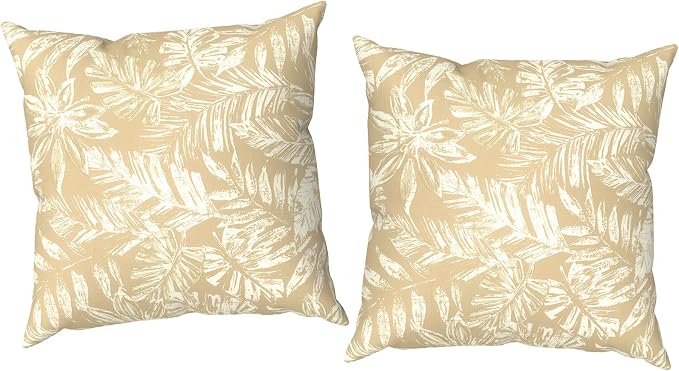 Outdoor Throw Pillow Covers 18x18 Inch, Decorative Pillow Covers for Patio Furniture, Tropical Leaf Oat Modern Cushion Cases for Garden Couch Home Sofa, Pack of 2