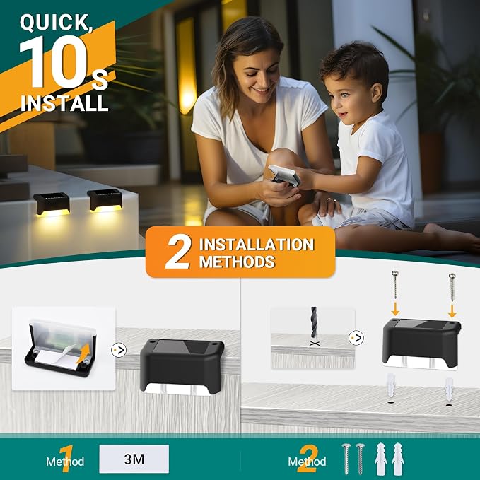 SOLPEX Solar Deck Lights Outdoor 20 Pack, Waterproof Led Solare, Warm White | Solar LED Solare Lights Outdoor Stairs, Step, Fence, Yard, Patio, and Pathway