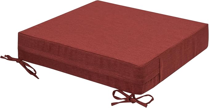 Magpie Fabrics Indoor Outdoor Cushion Cover Replacement 2 Pack, NO Insert! Water Repellent Slipcover with Ties Decor for Patio Garden Chair Sofa Bench Wicker(Dark Red, 24x22x4 Inch)