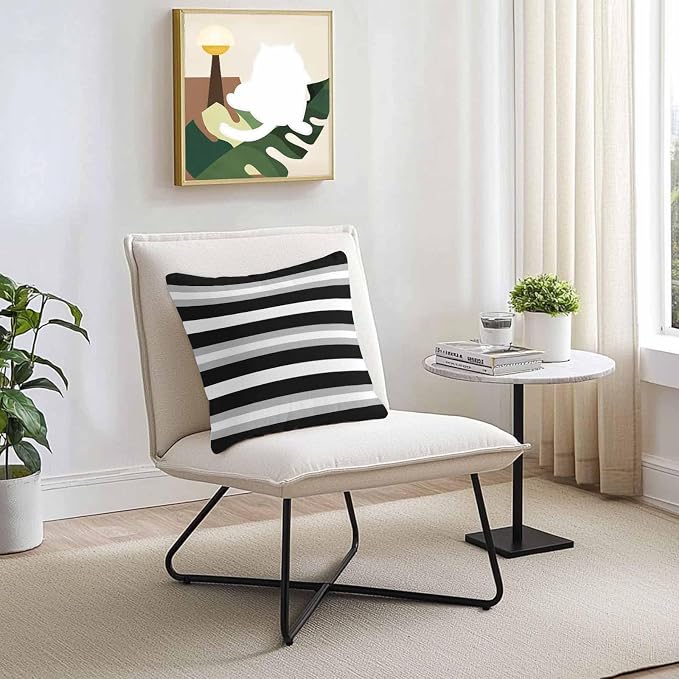 Black Grey Stripe Outdoor Pillow Covers Waterproof, All Weather Cushion Case Set of 2, Minimalist Farmhouse Striped Decorative Pillowcases for Sofa Couch Bed Decor Patio Furniture 18"x18"