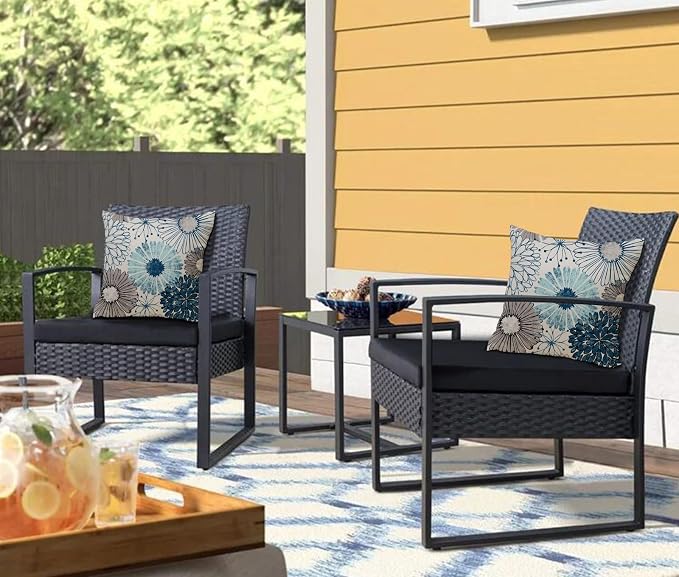 Dahlia Flower Outdoor Waterproof Throw Pillow Covers Set of 2 Abstract Floral Printed Outdoor Pillow Covers for Patio Furniture, Porch, Garden 18x18 Inch