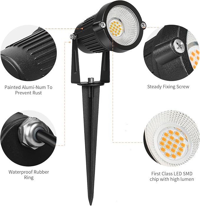 REEGOLD Low Voltage Landscape Lights Outdoor: 7W 700LM LED Landscape Lighting with Connectors for Tree Garden Yard Pathway | 12V 24V Warm White 2700K Spotlights | IP65 Waterproof | 12 Pack
