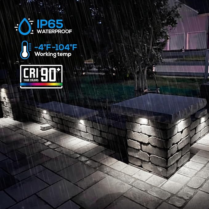 LEONLITE 8-Pack 4 Inch LED Hardscape Lighting, 1W/2W/3W, 5000K Daylight | Update Dimmable Retaining Wall Lights, Low Voltage Landscape Lighting, 12-24V AC/DC Paver Light, Outdoor Step Lights, ETL