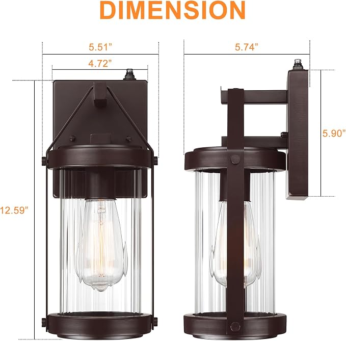 Dusk Dawn Sensor Outdoor Wall Sconce Brown Exterior Porch Lantern | Rustic Outside Garage Light Fixtures Wall Mount for House Patio Front Door