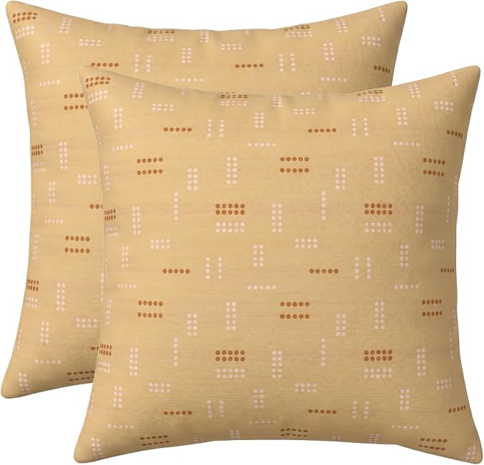 RSH DECOR: Sunbrella Square Throw Pillows Set of 2 | 20" x 20" | Water and Fade-Resistant Performance Fabric | Outdoor Pillow Covers with Down-Alternative Inserts | Made in USA (Jot Dot Sunshine)