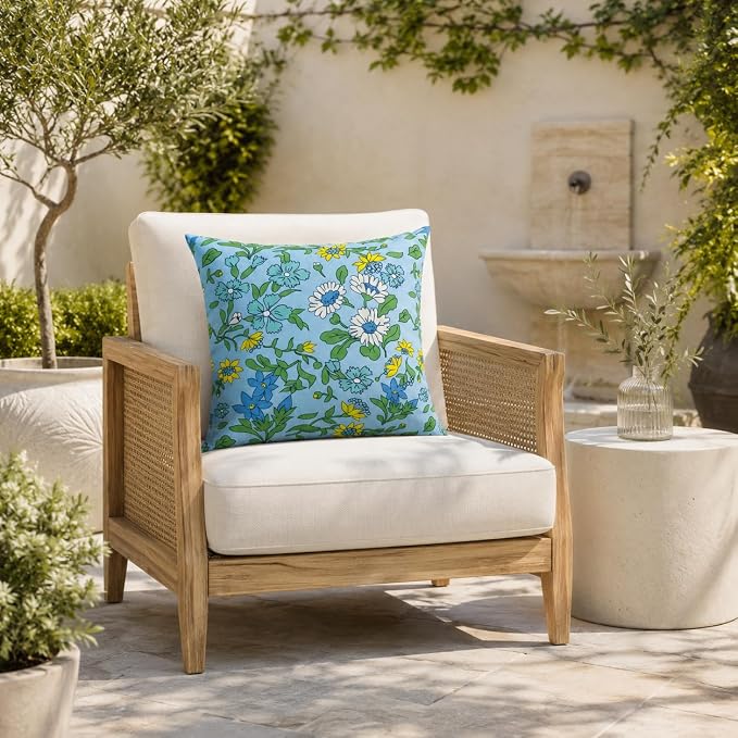 Outdoor/Indoor Decorative Throw Pillows 18×18 Inch | Pack of 2 Waterproof Decorative Throw Pillows with Inserts, Square Pillows for Bed, Couch, Sofa and Patio Furniture