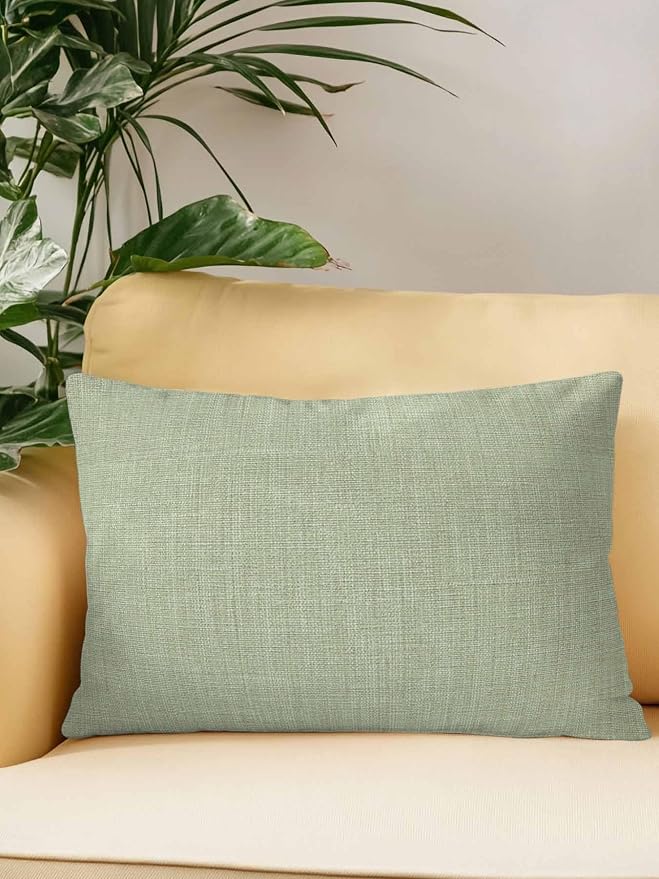 Outdoor Waterproof Throw Pillows Vintage Sage Green Linen Style Patio Pillows,Decorative Pillow Covers with Insert,Pillow Cushion Case for Garden Couch Sofa Country Pastoral Solid Color