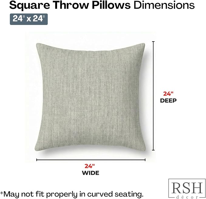 RSH DECOR: Sunbrella Square Throw Pillows Set of 4 | 24" x 24" | Water & Fade-Resistant Fabric | Outdoor Pillow Covers with Down-Alternative Inserts | Made in USA (Spectrum Dove)