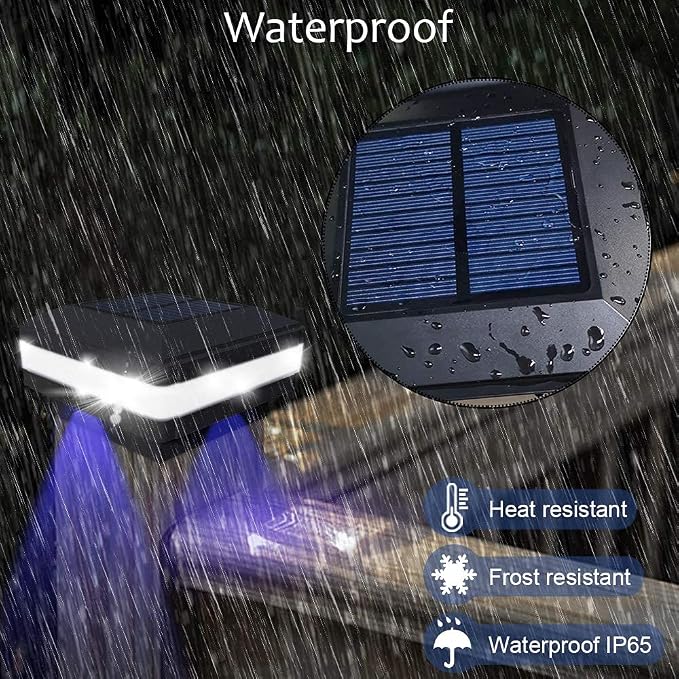 Solar Post Cap Lights Outdoor, 52 LEDs 160LM 6000K Cool White, 1 Pack Black | IP65 Waterproof Fence Post Lights, Compatible with 4x4 5x5 Wooden Posts, Fit for Patio Garden Yard Porch