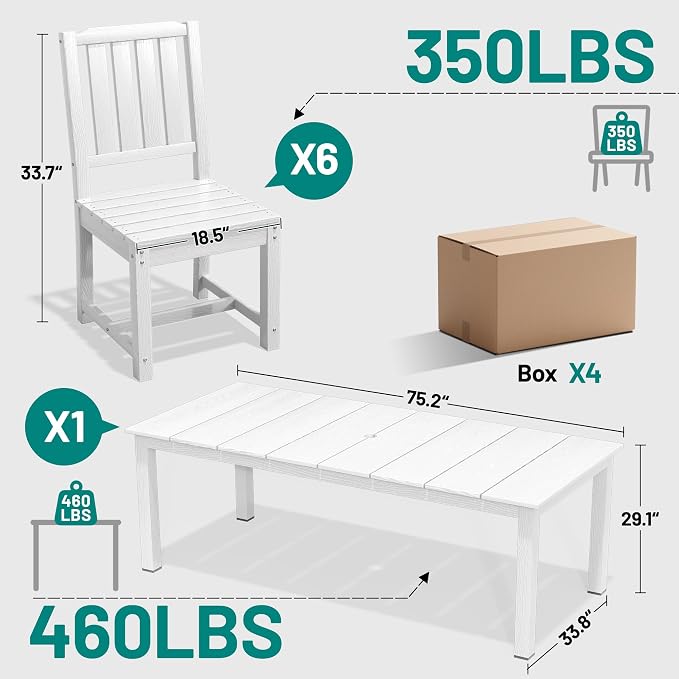 PLUUV Patio Dining Chairs Set of 2, HDPE Patio Armchairs with Wide Armrests & Ergonomic Design, All-Weather Weatherproof Outdoor Patio Chairs for Backyard, Poolside, White