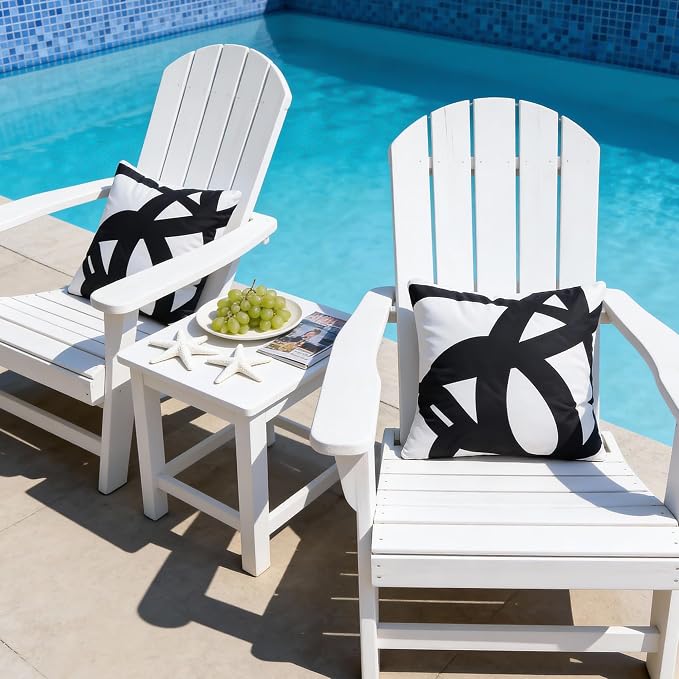 Abstract Lines Outdoor Waterproof Pillow Covers 18x18 Inch, 2 Pack | Black and White Striped Throw Pillow Cover, Modern Aesthetic Cushion Cases for Patio Garden Tent Balcony Couch Bed Sofa