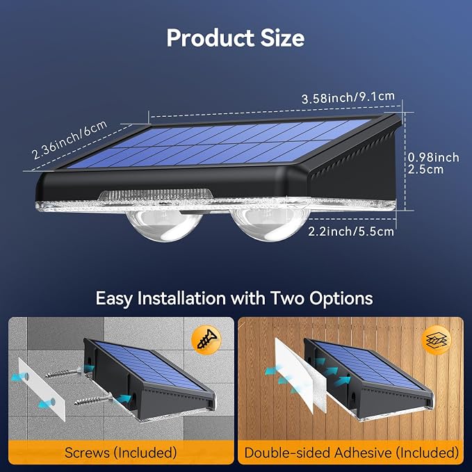 TECKNET Solar Fence Lights Outdoor Waterproof 8 Lights Modes 12 Pack (RGB) | Warm White & 6 Colors & RGB,IP66 Waterproof,No Elec. Bill,Dusk-to-Dawn Sensor for Fence/Railing/Step/Patio and Pool Areas