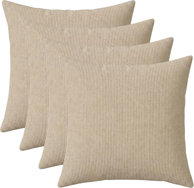 RSH DECOR: Square Throw Pillows Set of 4 | 17" x 17" | Water and Fade-Resistant Performance Fabric | Outdoor Pillow Covers with Down-Alternative Inserts | Made in USA (Logic Bones)
