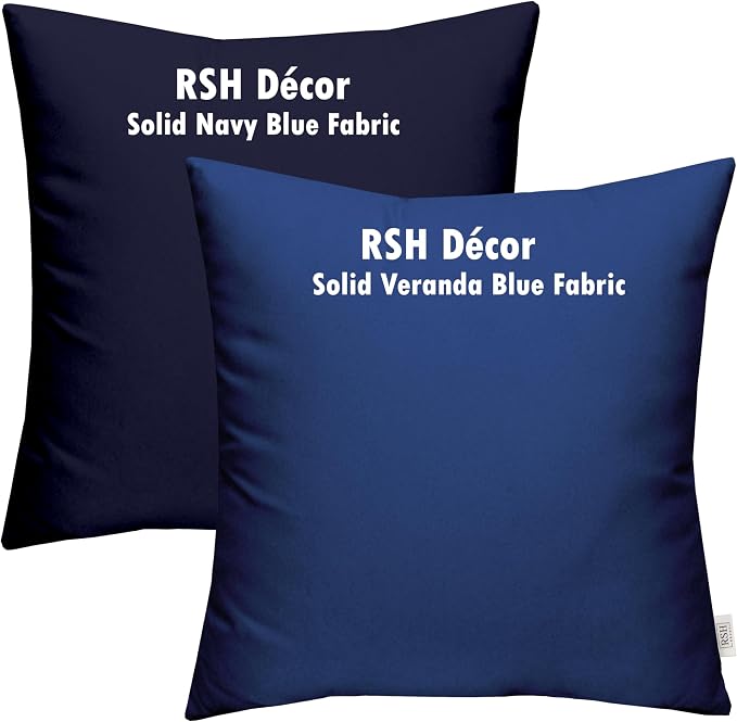 RSH DECOR Set of 4 Square Throw Pillows | Indoor/Outdoor All Weather Polyester Fabric | Decorative Accent Pillows for Patio Furniture | Reversible | 17" x 17" | Veranda Blue + Blue Tan Crab