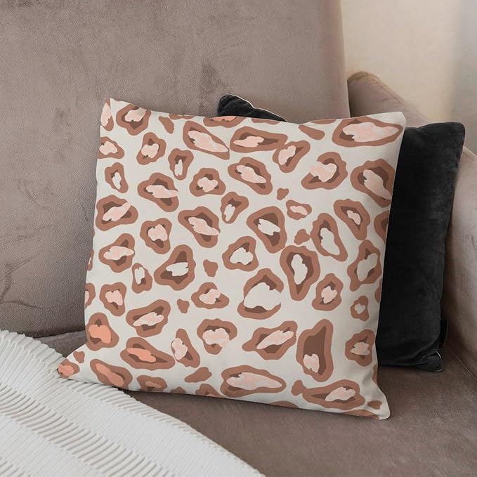 Cushion Cases Chinoiserie Cheetah Print Throw Pillow Covers Farmhouse Brown and Light Gray Pillow Cover Accent Farmhouse Decor Pillow for Patio Furniture Porch 22x22 in