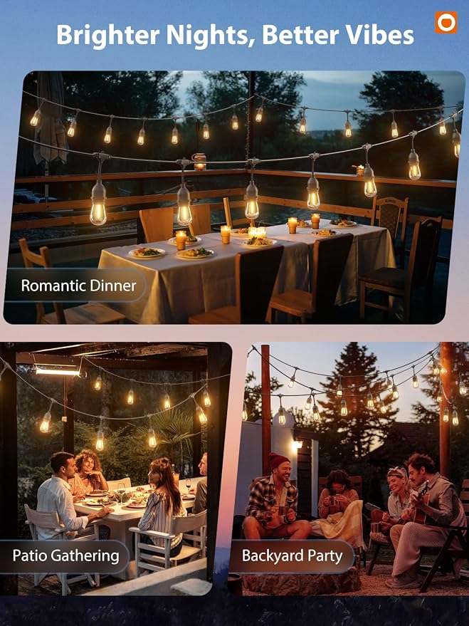 addlon LED Outdoor String Lights 96FT(48*2) Edison Vintage Weatherproof ETL | Commercial Grade Strand with Shatterproof Bulbs, Decorative Hanging Lights for Patio Backyard Garden Cafe Bistro Deck