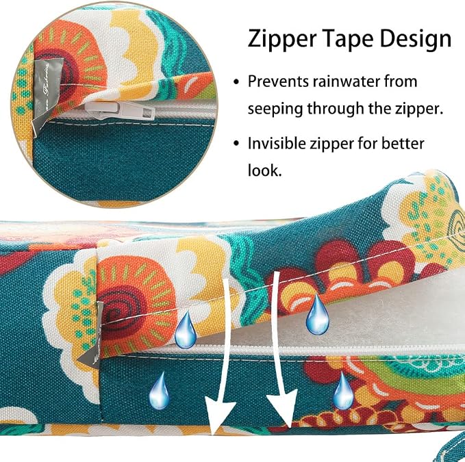 Magpie Fabrics Patio Bench Cushion Cover 48x18x3 Inch, NO Insert! Water Resistant Outdoor Loveseat Replacement Cover with Zipper (Floral Green)