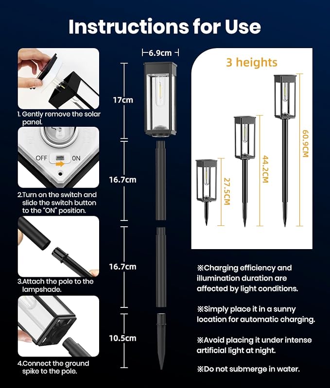 ALFIOT Solar Pathway Lights Outdoor, 6 Pack Bright Solar Lights Outdoor, Auto On/Off, IP65 Waterproof Solar Garden Lights Solar Powered Landscape Lighting for Yard Patio Walkway Driveway Pathway
